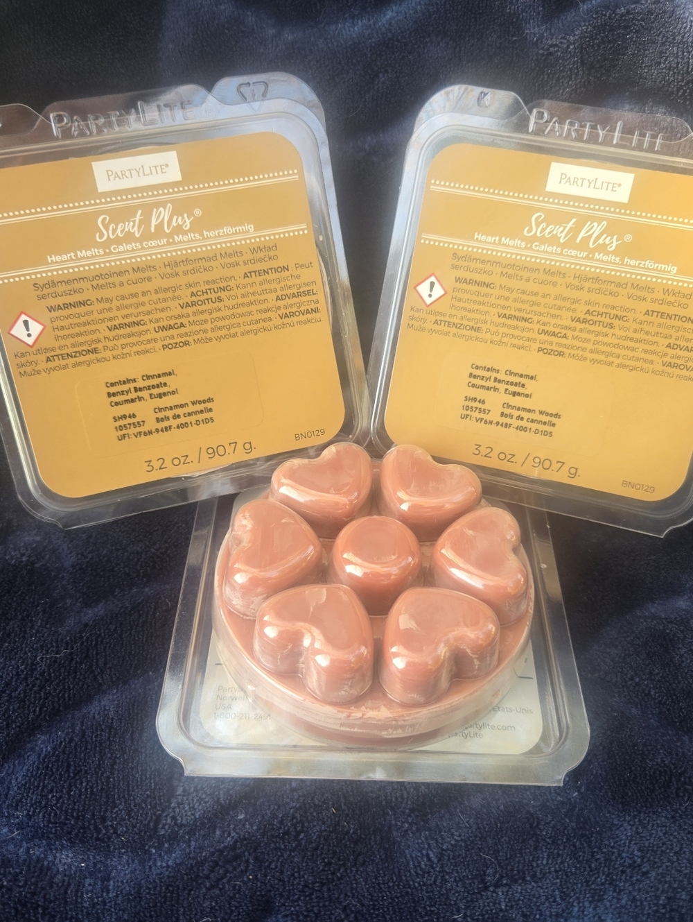 PartyLite Scent Plus Heart Melts - 3 Pack Cinnamon Woods